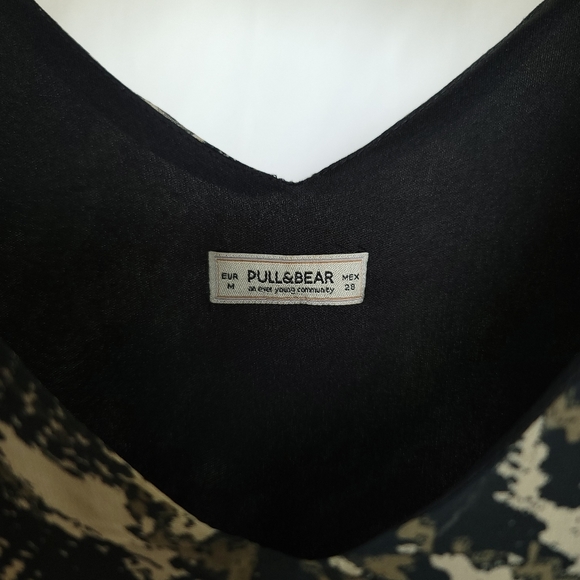 Pull&Bear Drawstring Pocketed Abstract Print Dress Size M - Picture 6 of 10